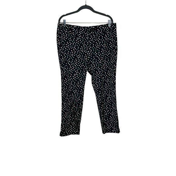 Ann Taylor green and white polka dot ankle pants with black background size 12 - Picture 1 of 13